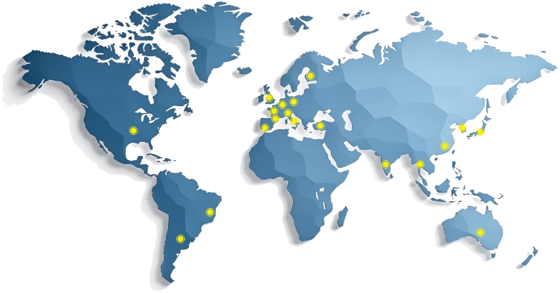 Map of WamGroup worldwide branches.