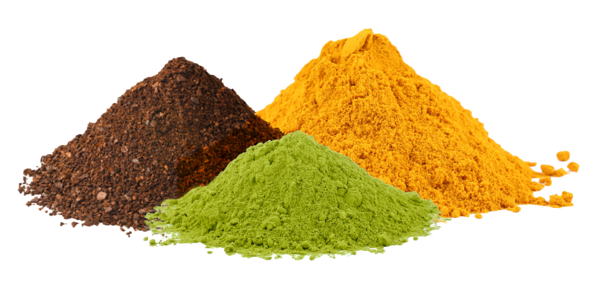 Three piles of bulk solids that can be handled by wamgroup products